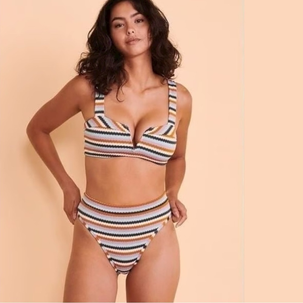 L*Space “Over the Moon” Stripe Bikini with Lee Lee Top and Frenchi Bitsy Bottoms
